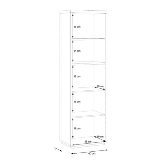 Reol AURIQUET 60x202 cm - eik vill - svart matt - 1 dør