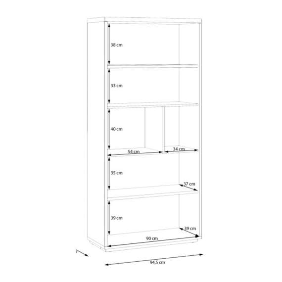 Reol AURIQUET 95x202 cm - eik vill - svart matt - 2 dører