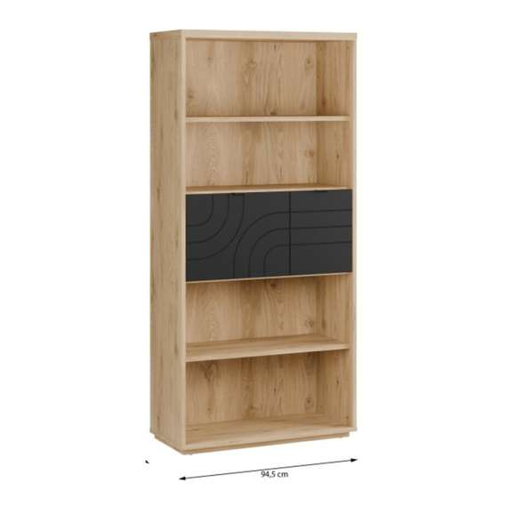 Reol AURIQUET 95x202 cm - eik vill - svart matt - 2 dører