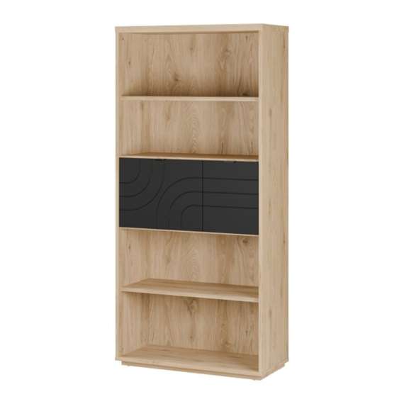 Reol AURIQUET 95x202 cm - eik vill - svart matt - 2 dører