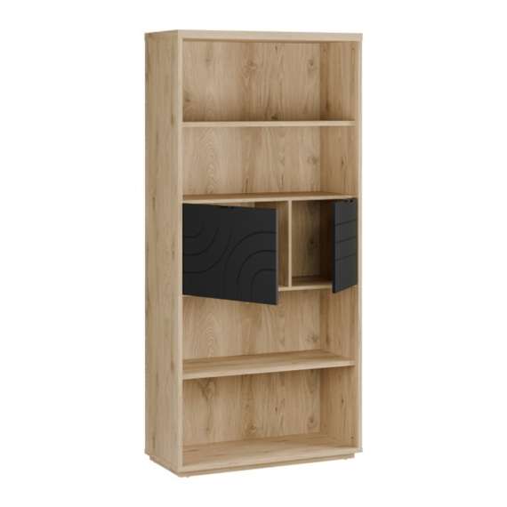 Reol AURIQUET 95x202 cm - eik vill - svart matt - 2 dører