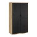 Garderobeskap AURIQUET 115x202 cm - eik vill - svart matt - 2 dører - 2 skuffer
