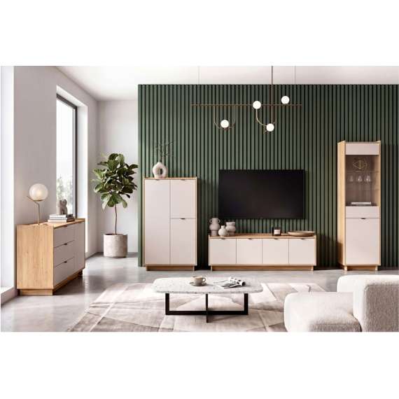 Kommode Dalva 134x86 - med skuff - eik - cashmere