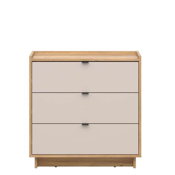 Kommode Dalva 84x85 - med 3 skuff - eik mauvella - cashmere