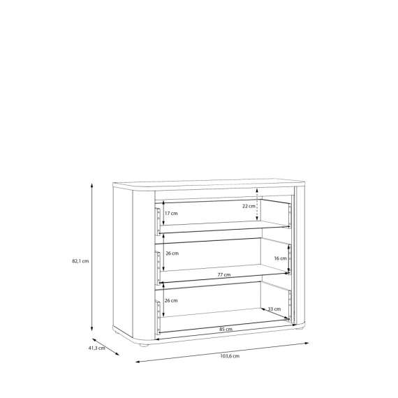 Kommode BREATH - 103x83 cm - beige sand - 3 skuffer - avrundede kanter