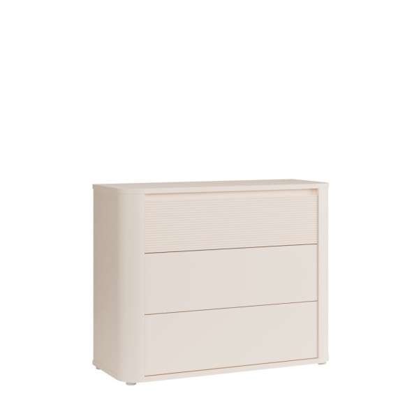 Kommode BREATH - 103x83 cm - beige sand - 3 skuffer - avrundede kanter