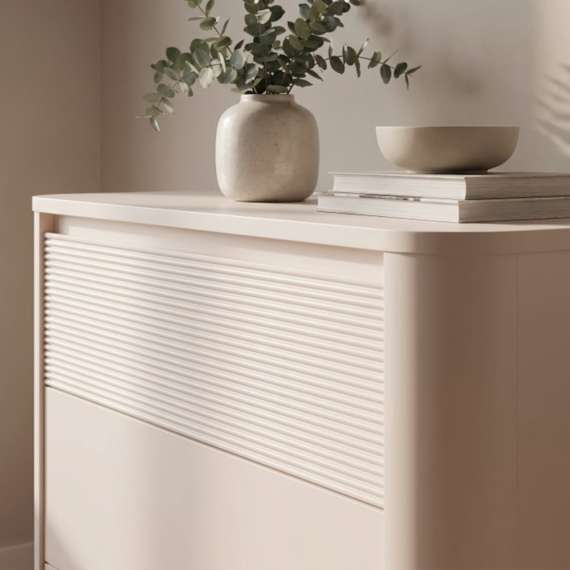 Kommode BREATH - 103x83 cm - beige sand - 3 skuffer - avrundede kanter
