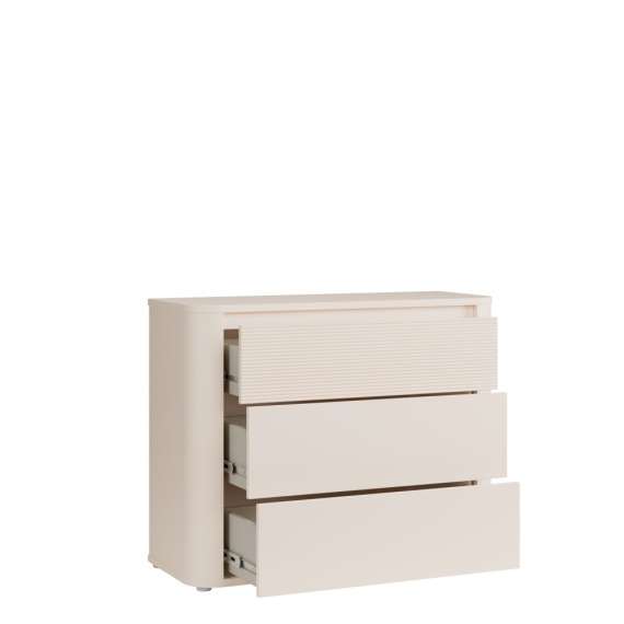 Kommode BREATH - 103x83 cm - beige sand - 3 skuffer - avrundede kanter