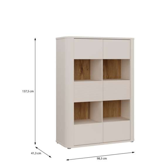 Vitruneskap BREATH - 98x137 cm - beige sand - 2 dører - avrundede kanter
