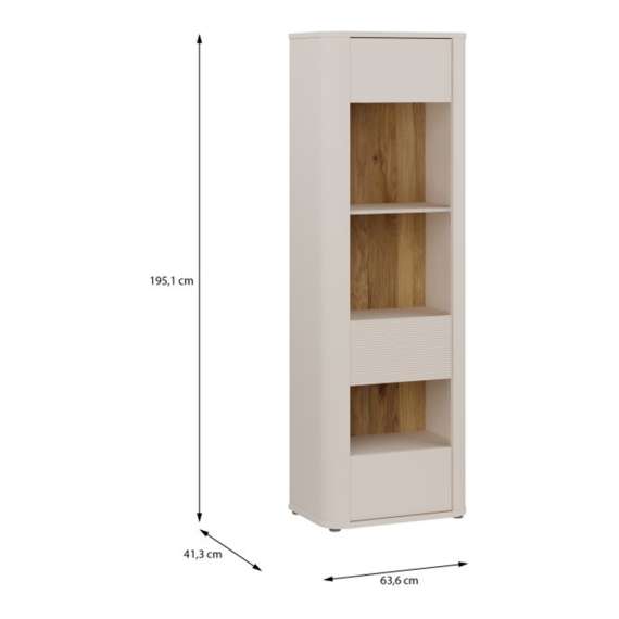 Vitruneskap BREATH - 64x195 cm - beige sand - 1 dør - avrundede kanter