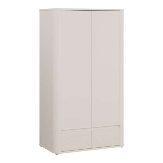 Garderobeskap BREATH - 108x195 cm - beige sand - 2 dører - 2 skuffer - avrundede kanter