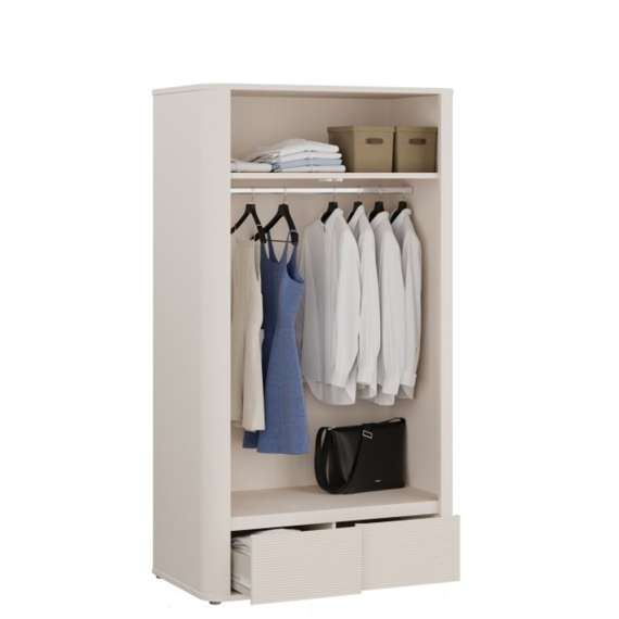Garderobeskap BREATH - 108x195 cm - beige sand - 2 dører - 2 skuffer - avrundede kanter