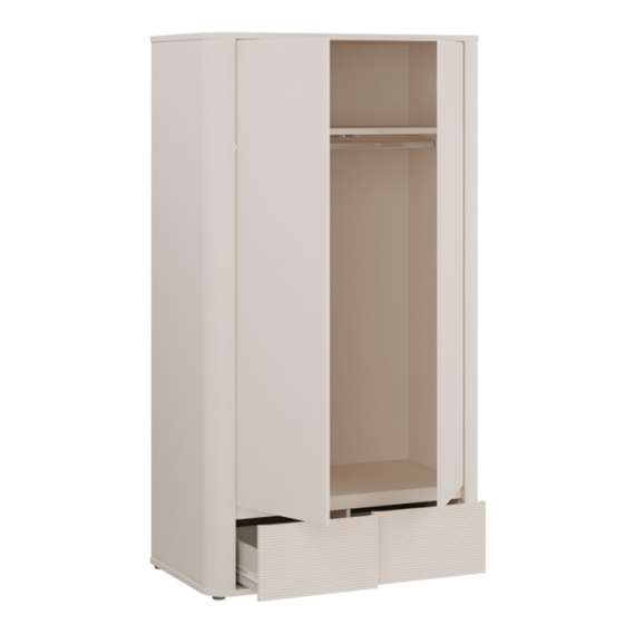 Garderobeskap BREATH - 108x195 cm - beige sand - 2 dører - 2 skuffer - avrundede kanter