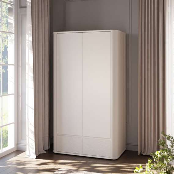 Garderobeskap BREATH - 108x195 cm - beige sand - 2 dører - 2 skuffer - avrundede kanter