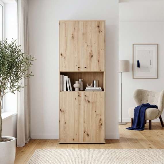 Reol med dører ARCHBOX - 74x197 cm - eik artisan - 4 dører