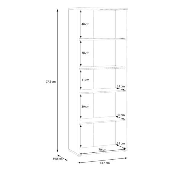 Reol med dører ARCHBOX - 74x197 cm - eik artisan - 4 dører