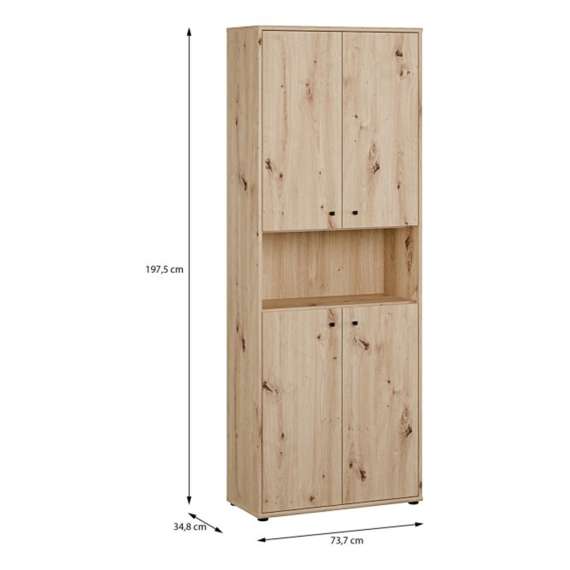 Reol med dører ARCHBOX - 74x197 cm - eik artisan - 4 dører