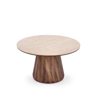 Sofabord Diavola Ø80 cm - valnøtt  - travertin