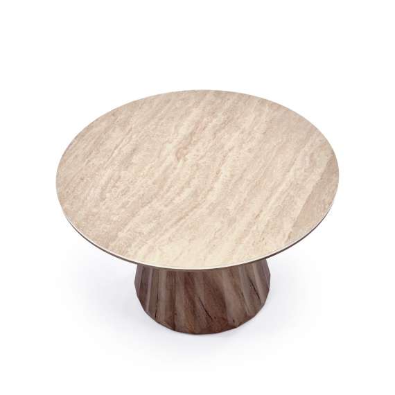 Sofabord Diavola Ø80 cm - valnøtt  - travertin