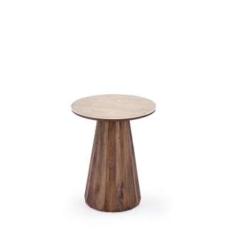 Sidebord Diavola Ø45 cm - valnøtt  - travertin