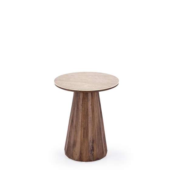 Sidebord Diavola Ø45 cm - valnøtt  - travertin