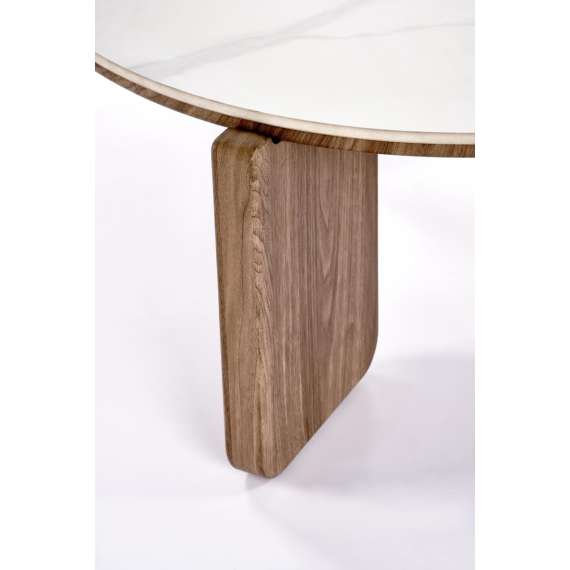 Bordsett Diuna Ø80 + Ø41 cm - valnøtt - marmor