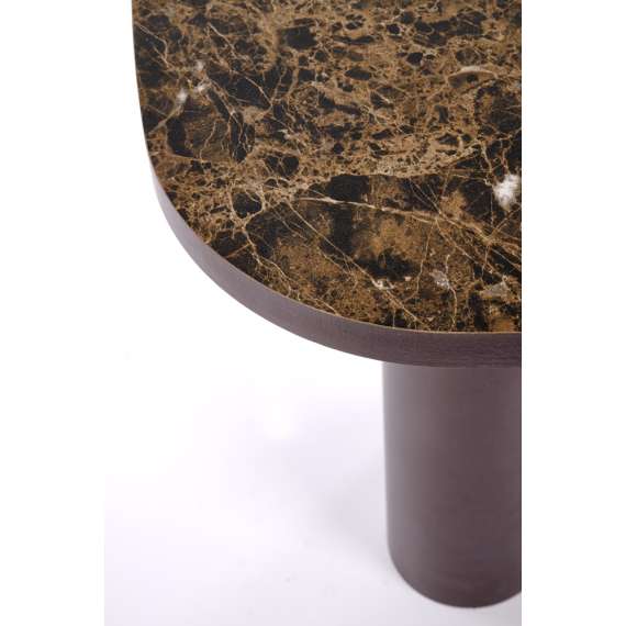 Sofabord CORDINA S - brun marmor imitasjon - brun understell