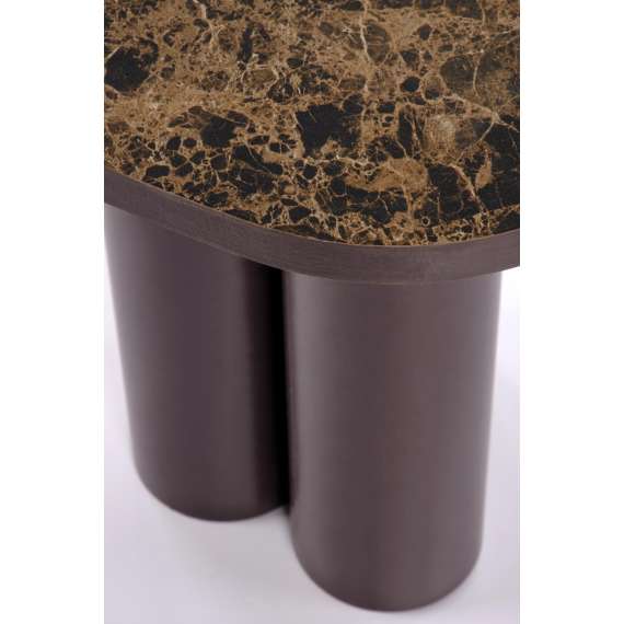 Sofabord CORDINA S - brun marmor imitasjon - brun understell