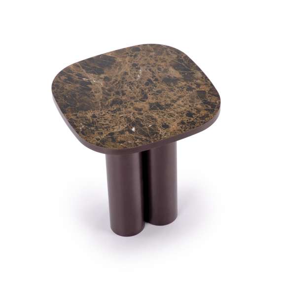 Sofabord CORDINA S - brun marmor imitasjon - brun understell