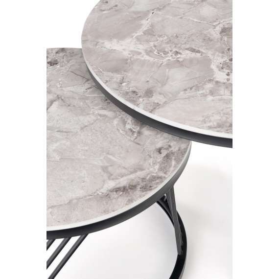 Bordsett Flamingo Ø80 og Ø60 cm - 2 stk - grå marmor