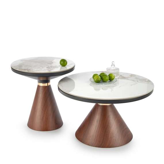Sofabord Genesis Ø70 cm - valnøtt  - marmor
