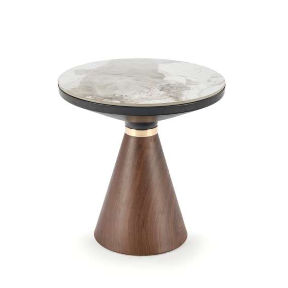 Sidebord Genesis Ø50 cm - valnøtt  - marmor