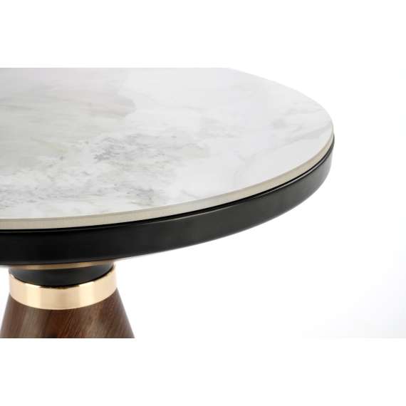 Sidebord Genesis Ø50 cm - valnøtt  - marmor
