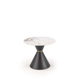 Sidebord Goretti Ø60 cm - sort og hvit marmor