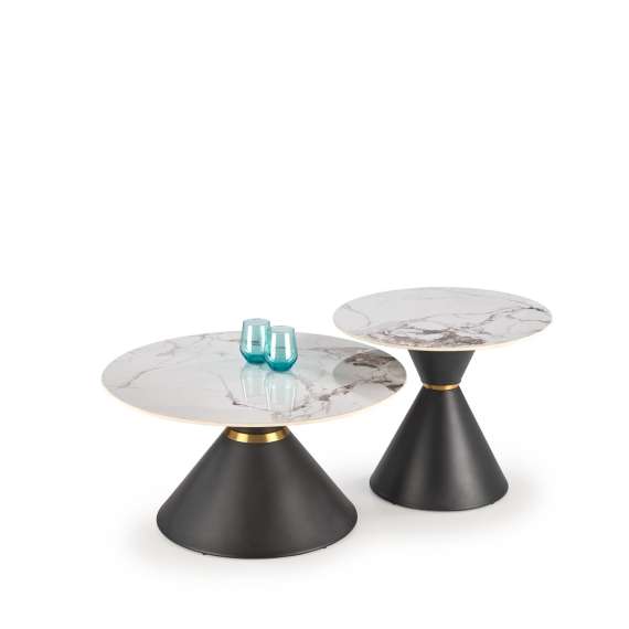 Sidebord Goretti Ø60 cm - sort og hvit marmor