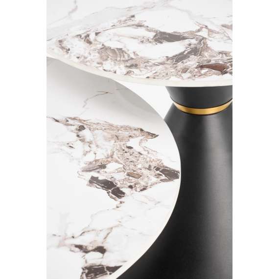 Sidebord Goretti Ø60 cm - sort og hvit marmor
