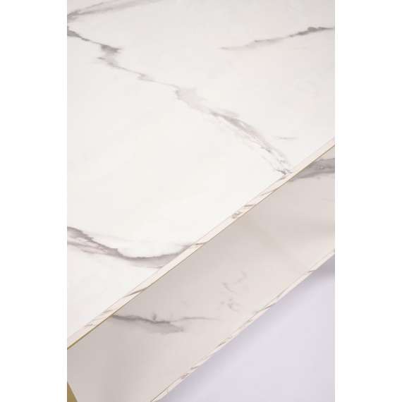 Sofabord Kalua 120x60 cm - gull understell og hvit marmor