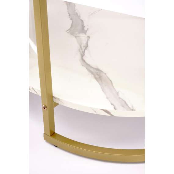 Sofabord Kalua 120x60 cm - gull understell og hvit marmor