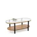 Sofabord Kamala 110x54 cm - rillet glass - eik hylle