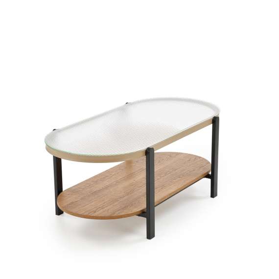 Sofabord Kamala 110x54 cm - rillet glass - eik hylle