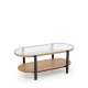 Sofabord Kamala 110x54 cm - rillet glass - eik hylle