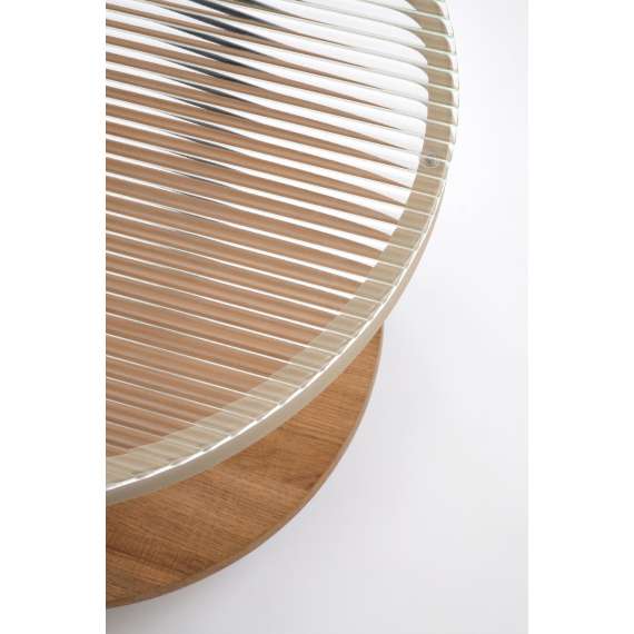 Sofabord Kamala 110x54 cm - rillet glass - eik hylle