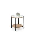 Sofabord Kamala Ø53 cm - rillet glass - eik hylle
