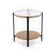 Sofabord Kamala Ø53 cm - rillet glass - eik hylle