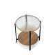Sofabord Kamala Ø53 cm - rillet glass - eik hylle