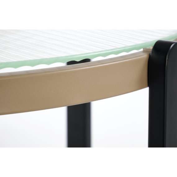 Sofabord Kamala Ø53 cm - rillet glass - eik hylle