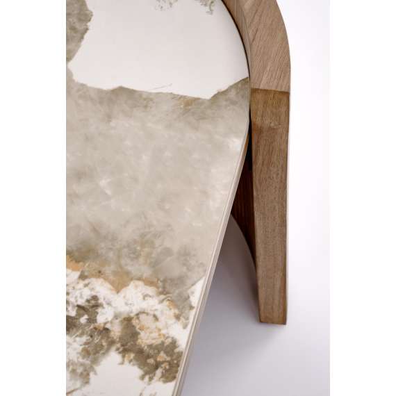 Sofabord Nicosia 121x61 cm - hvit marmor - valnøtt