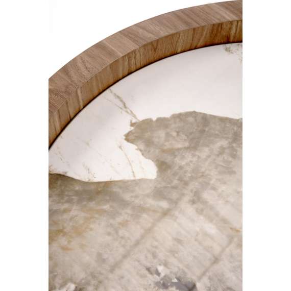 Sofabord Nicosia 121x61 cm - hvit marmor - valnøtt