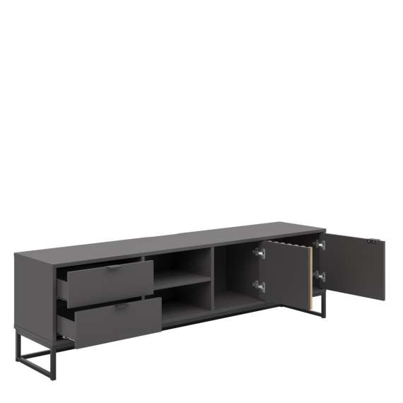 Tv-benk PHIL 176x52 cm - antrasitt - eik artisan spiler - 2 dører - 2 skuffer