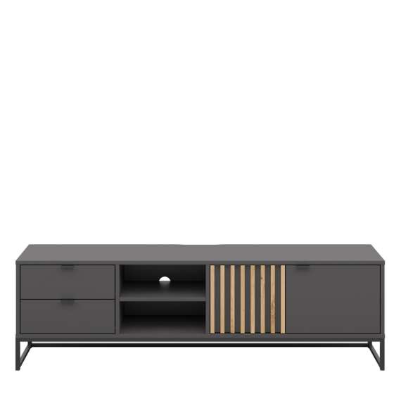 Tv-benk PHIL 176x52 cm - antrasitt - eik artisan spiler - 2 dører - 2 skuffer